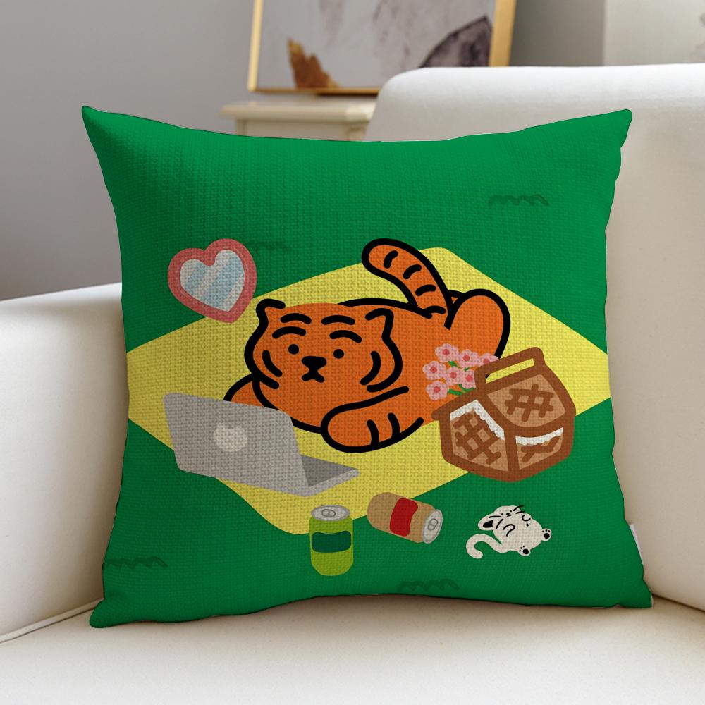 Cool MMUZIK TIGERS Cushion Cover Breathable and Skinfriendly Linen Pillowcase Square Removable and Washable Cushion