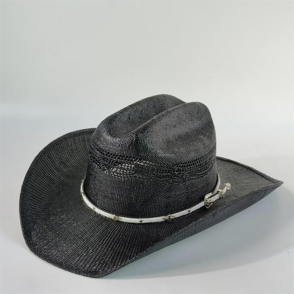 Cappello da cowboy in paglia rigida da uomo cappello da pascolo a tesa larga da donna cowboy tinta unita cappello da sole estivo confezione in scatola sombrero vaquero hombre