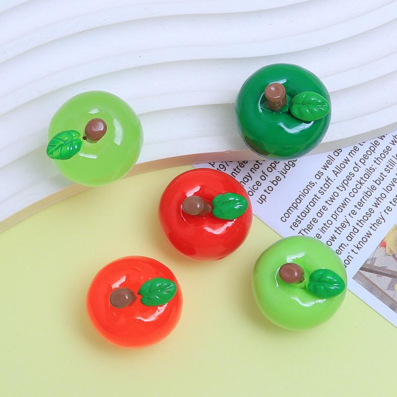 3D Cartoon Apple Resin Charms for DIY Jewelry and Keychains