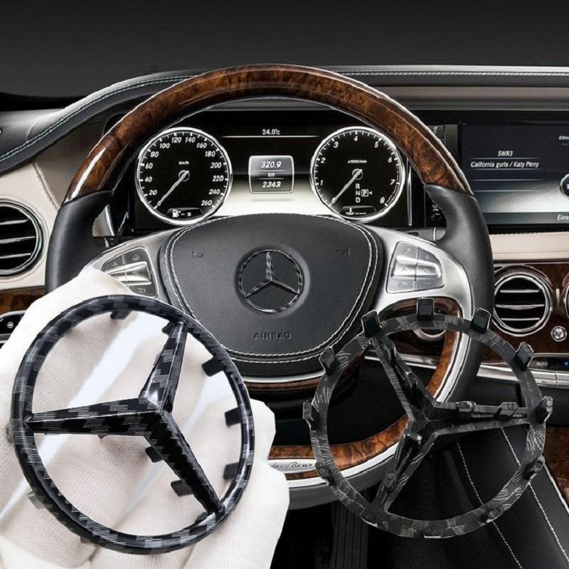 AAUX1 New 52/57mm ABS Car Steering Wheel Emblem Sticker Accessories Mercedes Benz AMG GLC CLA GLK W166 W203 W206 W246 W176 W177 W205