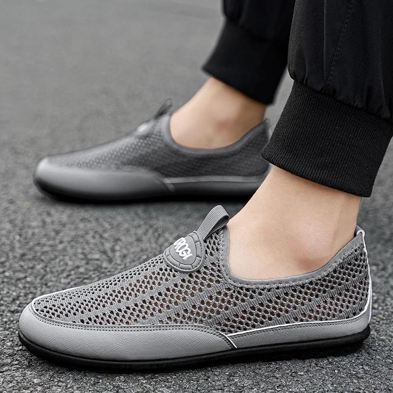 Breathable Hollow Out Casual Walking Driving Shoes Lazy Shoes Chaussure Hombre Summer Men Shoes Slip-on Loafers Casual Shoes