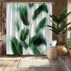 Tropical Palm Leaves Shower Curtain, Lush Green Foliage Design, Fade-Resistant Polyester, Machine Washable, 12 Hooks