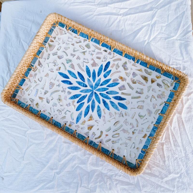 Rattan Woven Shell Storage Tray