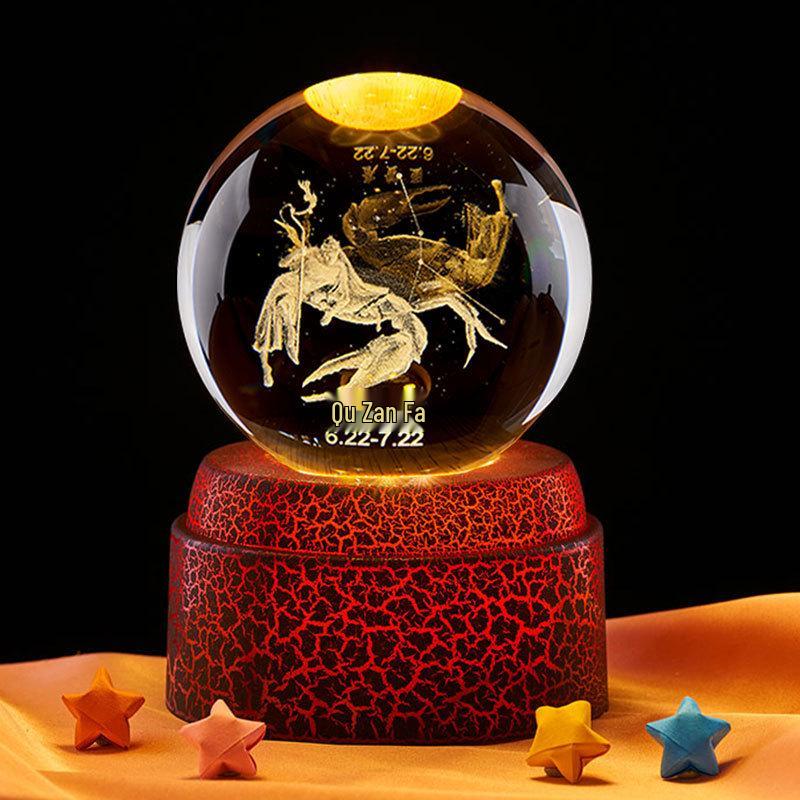 Pisces Constellation 3D Crystal Ball Night Light – Valentine's Day & Birthday Gift for Girls