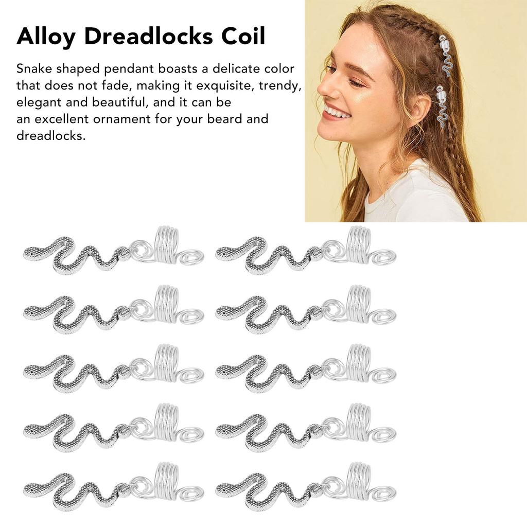 10pcs Alloy Beard Coil Snake Shaped Pendant DIY Dreadlocks Spiral Hair Coils Spring Pendant Accessories