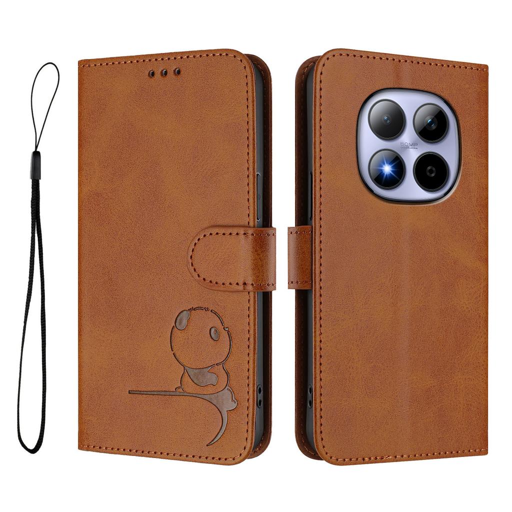 For Xiaomi Redmi Note 15 Pro 5G Case Panda Imprint RFID Blocking Wallet Leather Phone Cover with Wrist Strap
