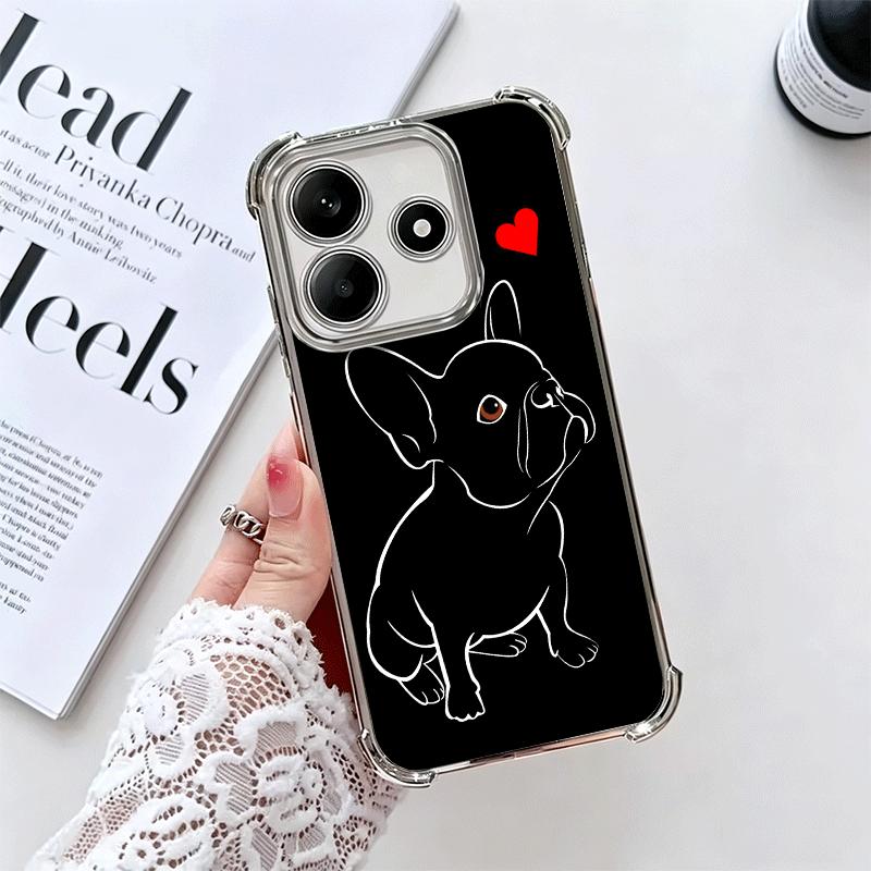 Französische Bulldogge Schwarz Design Beschichtung Handyhülle Für Xiaomi Redmi Note 14 15 Pro Plus 13 12 11 11S 11T 10 9S 9 5G Sturzfest Airaba
