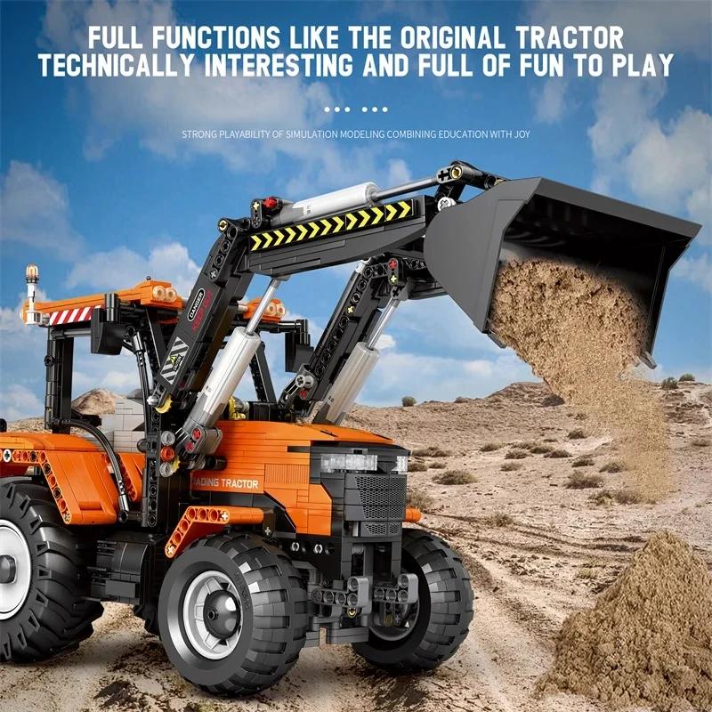 1496PCS Remote Control Loading Tractor Building Blocks RC Farm Car Model Technology Bricks Children DIY Toys Birthday Gifts