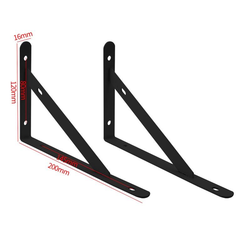 S-2Pcs Tripod Bracket Shelf Floating Shelf Heavy Duty Black/White Steel For Decorative Wall Mount Joint Angle Without Screws