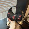 Shoulder Crossbody Fashion Bag With Cherry Print And Chain Design Daily For