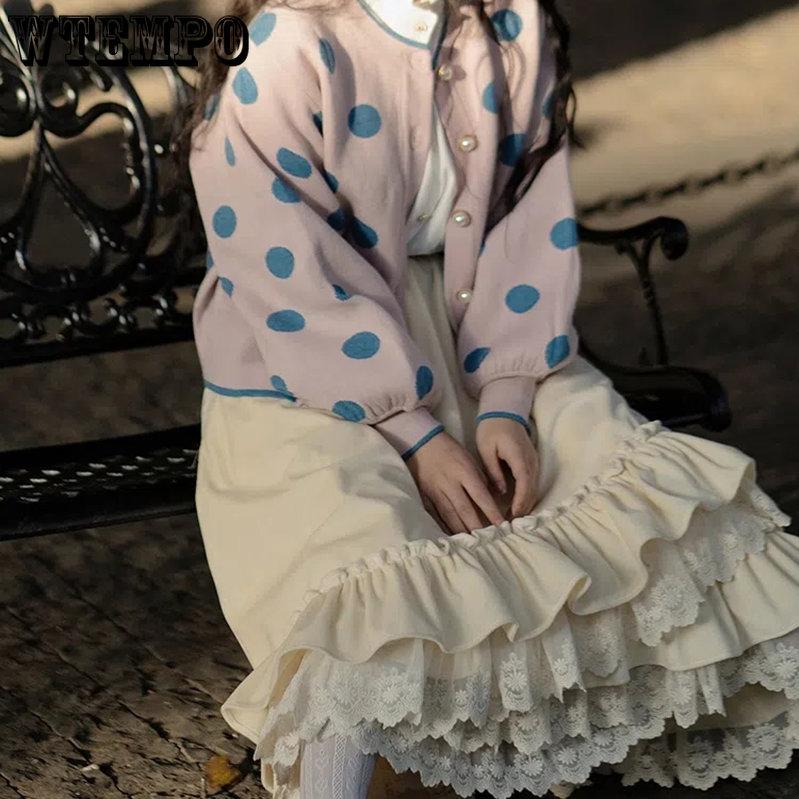 WTEMPO женская весенне-осенняя японская милая винтажная тонкая бежевая длинная юбка — фото 7