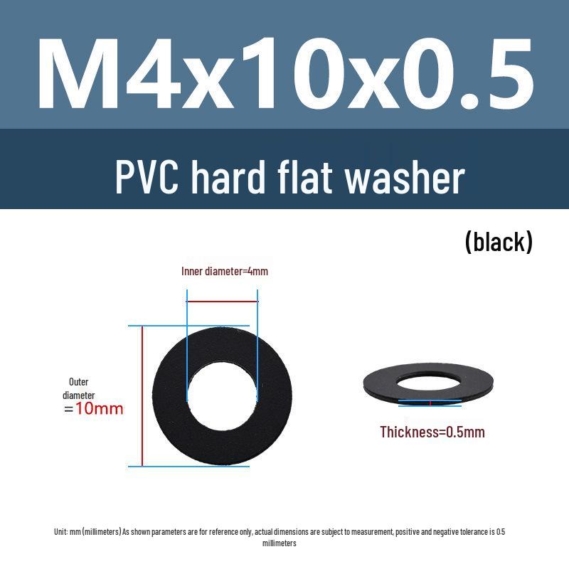 Yigu Black Nylon PVC Sealing Washer M4/M5: Thick, Insulating Plastic for Screws
