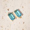Rectangle Light Purple Synthetic Crystal Copper Charms, Golden Plated DIY Pendants for Earring Necklace Craft Making