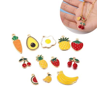 10 adet/grup Emaye Charm Sevimli Altın Renk Meyve Kolye Küçük Yumurta Takılar DIY Küpe Kolye Bilezik Takı Yapımı El Sanatları