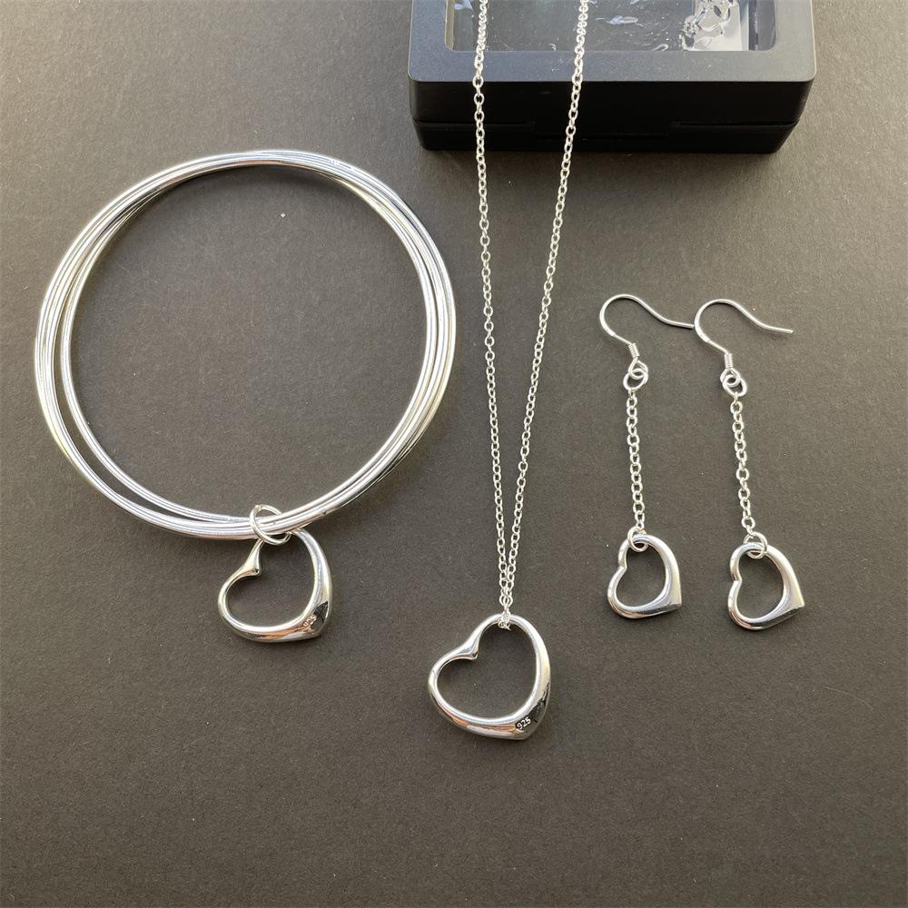 Heart Necklace Earrings Bracelet, Set T112