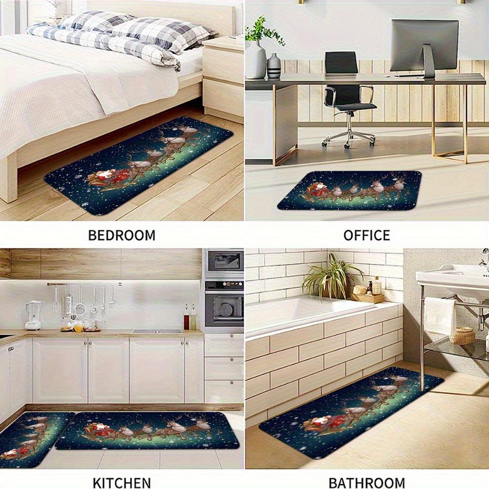 1Pcs Anti Fatigue Kitchen Rugs,Christmas Deer  Print Waterproof Non-Slip Thick Cushioned Kitchen Mat Heavy Duty Comfort Standing Mat for Kitchen
