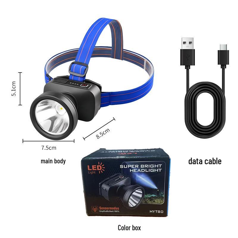 LED Waterproof Headlamp for Night Riding, Fishing, and Work - USB Rechargeable, Multifunctional