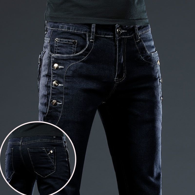 Calça Jeans Masculina Primavera Pés Calças Slim Stretch Casual Calças Longas Calças Masculinas