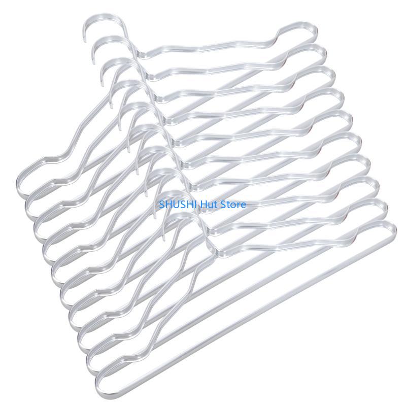 10Pcs Aluminum Alloy Metal Clothes Hangers Non-Deformed Heavy Duty Coat Drying Rack with for Jacket Shirts Pants D57B