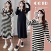 2026 Spring-Autumn Korean Style V-Neck Maternity Knit Dress, Loose Plus Size for Nursing