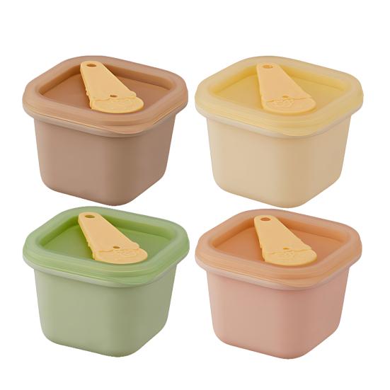 Ice Cube Mold with Handle Sealed Lid Easy Release Food Grade Silicone Ice Cube Mold Baby Food Supplement Freezer Tray