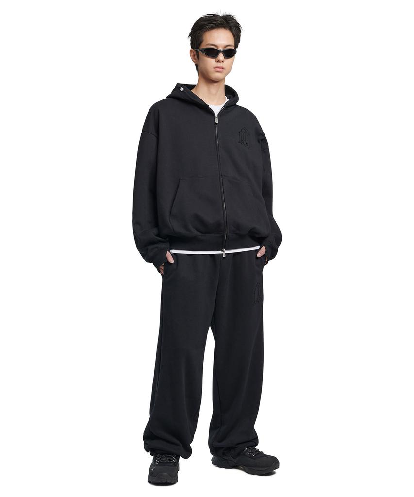 Nomanual Overlay Logo Hooded Zip-Up - Black