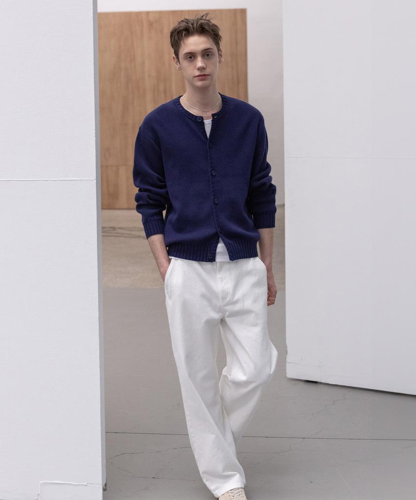 Decoroso Panel Rib Round Cardigan [Navy]