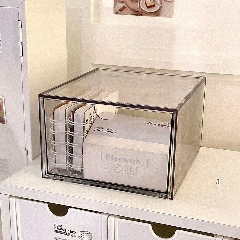 Large Capacity Multifunctional Acrylic Desk Organizer with Transparent Drawer