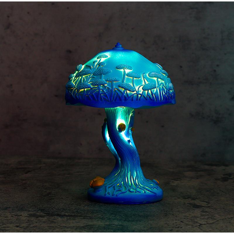Creative Stained Plant Series Table Lamps Resin Colorful Bedroom Bedside Flower Mushroom Retro Table Night Lamp Atmosphere Light
