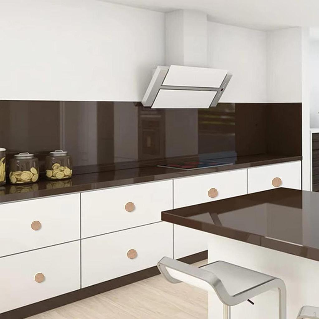 6 Pack Round Flat Top Cabinet Knobs, Drawer Wood Hardware, Handles