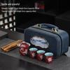 Portable Ceramic Kung Fu Travel Tea Set: One Pot, Three Cups