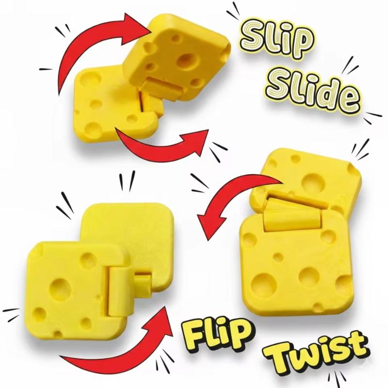 Pocket Sized Cheese Slider Fidget Toy Smooth Flip Spin Portable Adult Stress Relief Toy for Office Travel