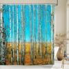 Berkenbos Bomen Douchegordijn Natuurlandschap Prints Stof Waterdicht Polyester Badkamer Gordijnen Decoratie Met Haken