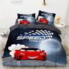 Cartoon Car King Queen Duvet Cover Cute Red Toy Sports Cars Bedding Set Kids Police Car Fire Truck Bedclothes Children Bedroom