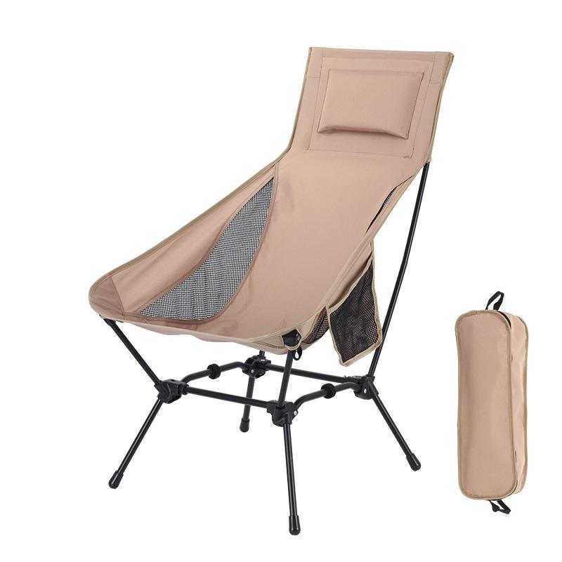 Oxford Fabric High Carbon Steel Folding High Back Moon Space Chair Outdoor Camping Table Set Reclining Seat For Beach Daily