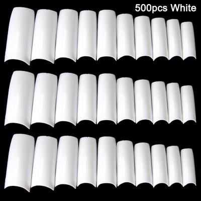 100/500pcs Transparent False Nail Tips Clear White UV Gel Fake Nails Extension 10 Sizes for Home DIY Nail Salon Manicure