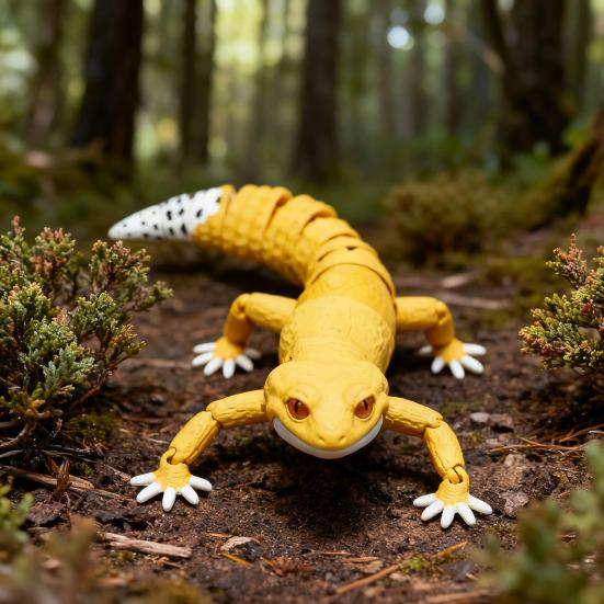 Articulated Leopard Gecko Figurine 3D Printed House Lizard Sculpture with Movable Joints Reptile Collectible Gecko Model for Home Desk Decor