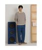Binpolmen Textured Round Neck Long Sleeve T-Shirt Beige