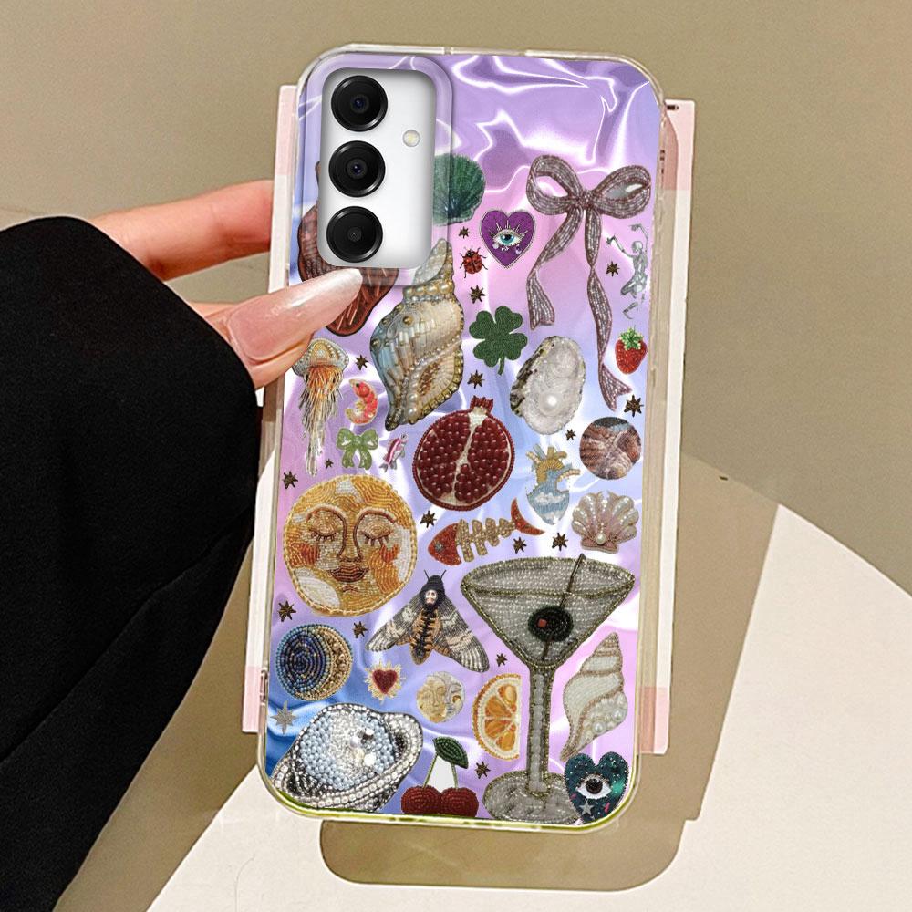 Purple Face Sun Stars Phone Case for Samsung Galaxy A55 A56 A36 A26 A16 A53 A06 A14 A24 A34 A54 A15 A25 A35 A12 Women Girl Cover