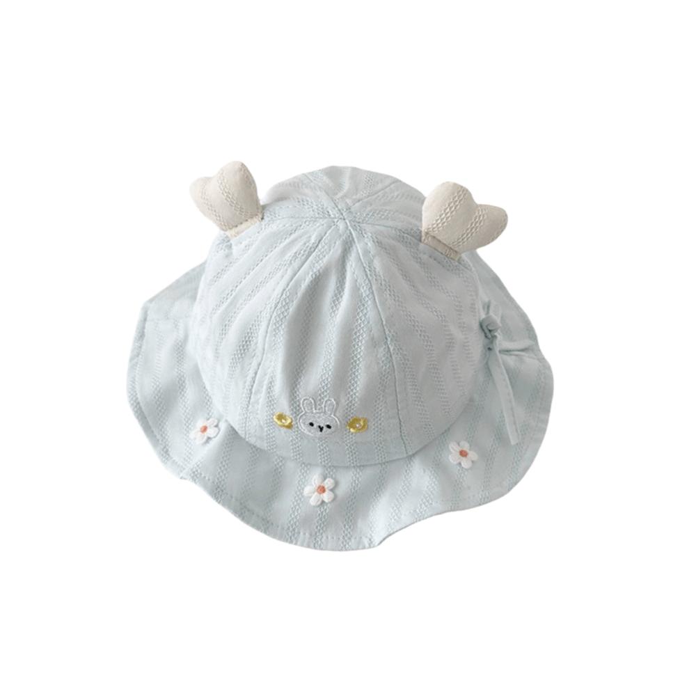 

Cartoon Rabbit Fisherman Cap Adjustable Basin Hat Korean Style Baby Bucket Hat Summer синий
