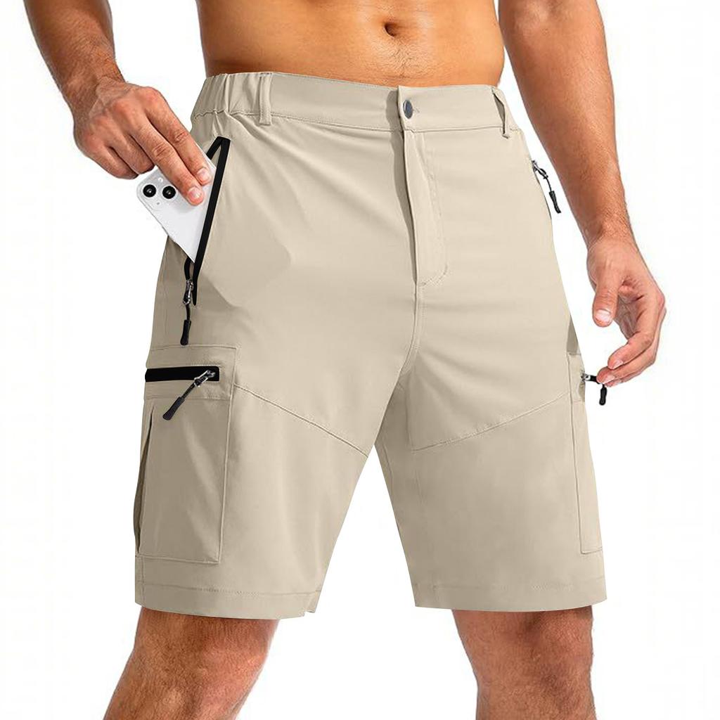 Herrgolfshorts med flera fickor, Elastisk midja, Casual klänningsshorts för sommaren