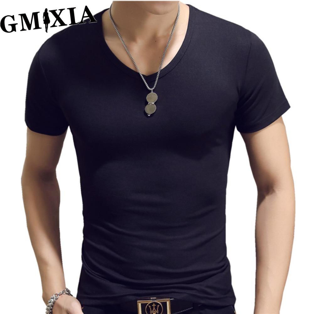 GMXIA Men's fashion casual solid color print Tops & T-shirts Shirt