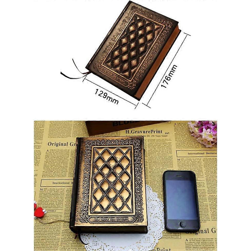 Leather Vintage Embossed Cover Notebook Life Story Book Blank Hardback Scrapbook Travel Ultra Thick Writing Journal Work Diary(1pcs, black)