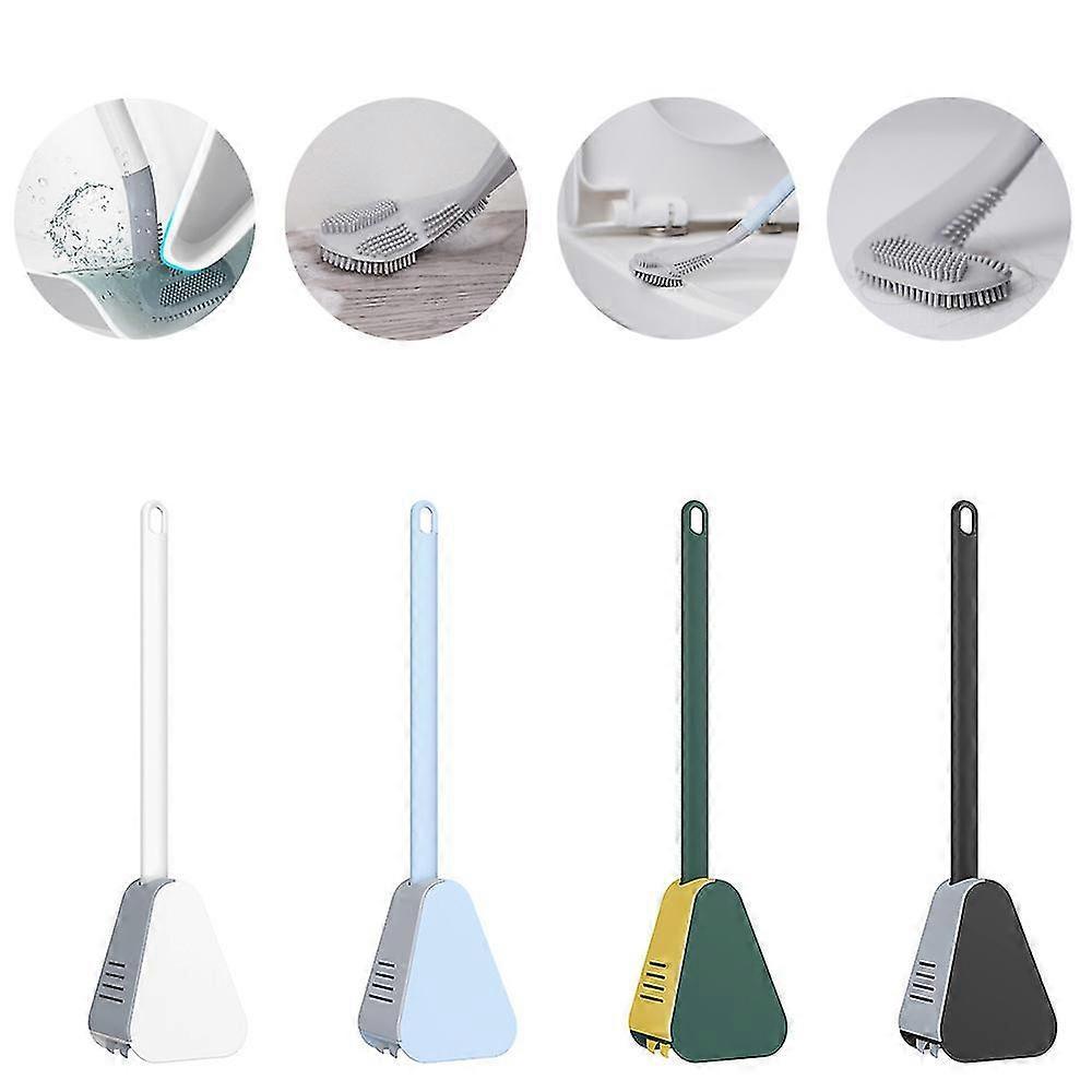Toilet Brush Wall-Mounted Soft Rubber Long-Handled Silicone Toilet Brush Toilet Holder Bathroom Accessories