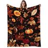 1pc, Pumpkin Leaves, Flannel Blanket Soft, Warm, Watercolor Design Print Pattern, Suitable for Living Room, Bed Room, Sofa, AllSeason Use, Halloween |
