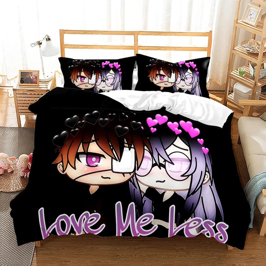 3D Printed Gacha Life Bedding Set 3pcs Duvet Cover Pillowcase Twin Queen Size for Boys Girls Kids Adult Home Textile
