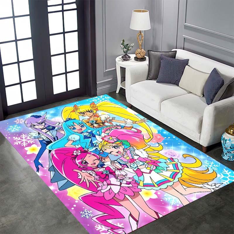 Pretty Cure Cartoon Rugs Are Suitable for Home Décor In Areas Such As Game Rooms, Bedrooms, Living Rooms, and Sofa Areas.