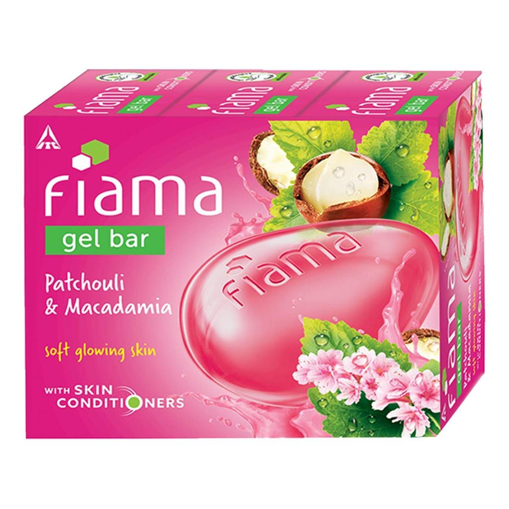 Fiama Gel Bar Patchouli And Macadamia Soap 125GX3 For Soft Glowing Skin With Skin Friendly PH For Women And Men