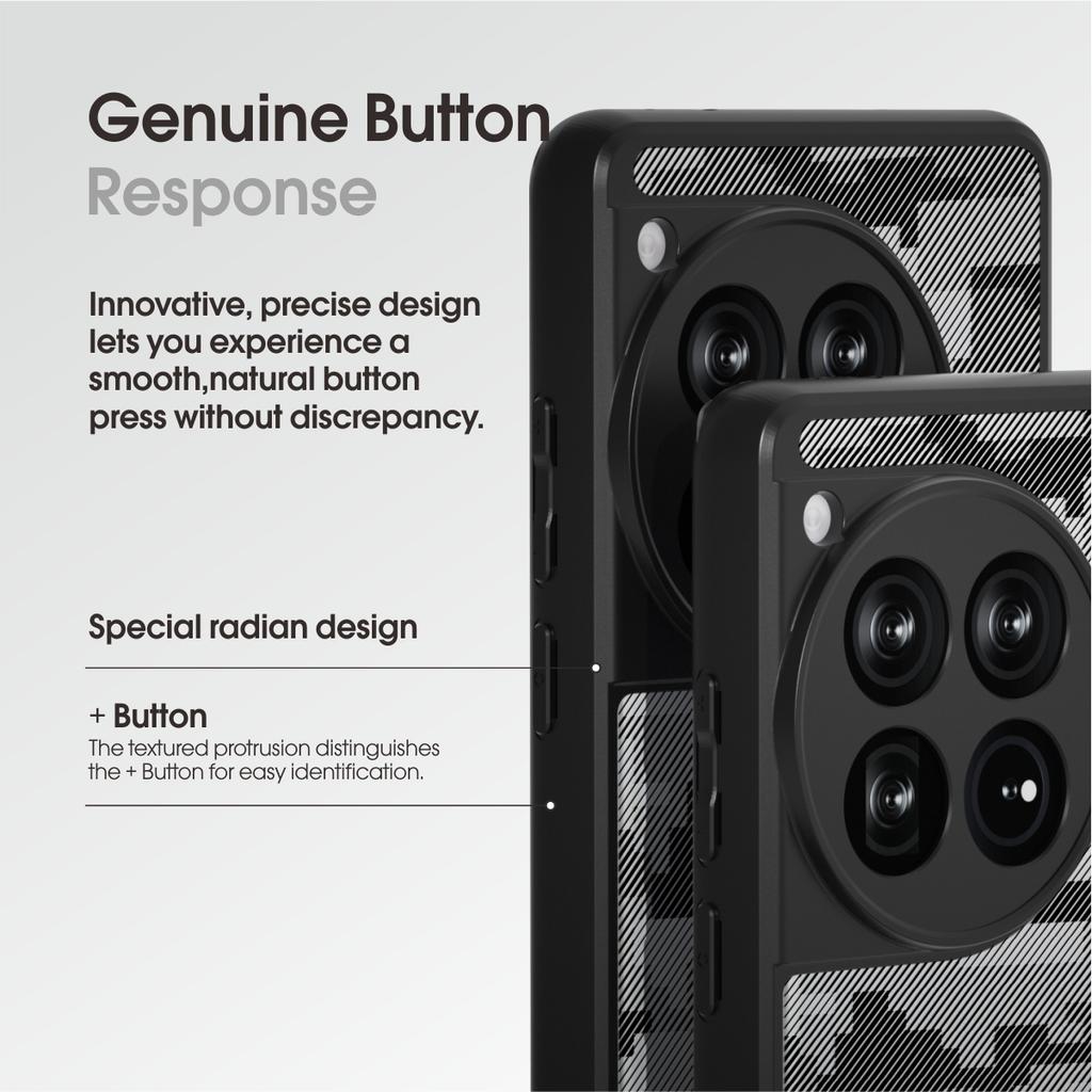 (Comes with wrist strap)[Precise Cutouts for Camera Lenses] for OnePlus Ace 12 camo phone case,Clear Hard Back Shockproof Advanced Protective Cover