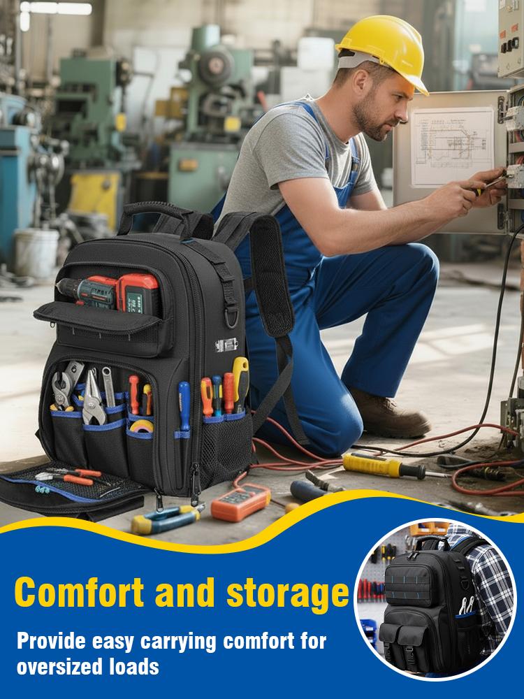 Professional Work Shoulder Bag Wear Resist Thicken Tool Backpack Hardware Tool Storage Bag for Construction Contractors Plumbing